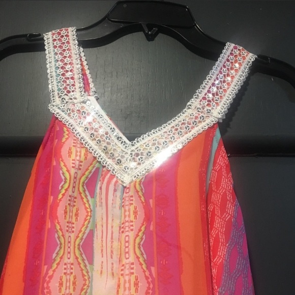 Tween Diva Girls Asymmetrical Multicolor Sleeveless Dress with Sequins - Picture 3 of 6